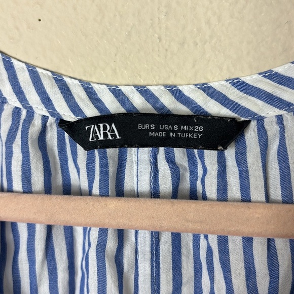 Zara Striped Blue White Vneck Top Blouse Tunic size small - Picture 3 of 8